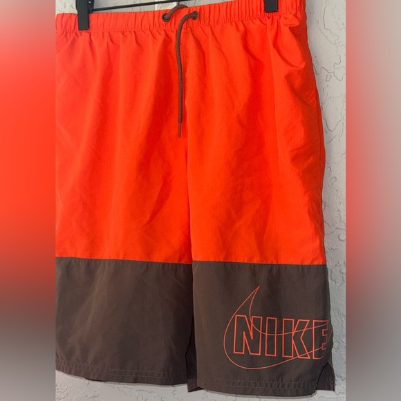 Nike Two-Tone Bright Orange and Brown Swim Trunks - Picture 3 of 8
